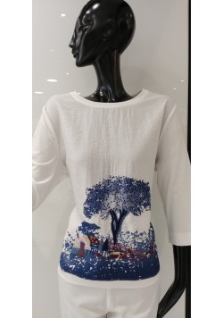 ΛΕΥΚΗ ΒΑΜΒΑΚΕΡΗ ΜΠΛΟΥΖΑ ΜΕ 3/4 ΜΑΝΙΚΙ