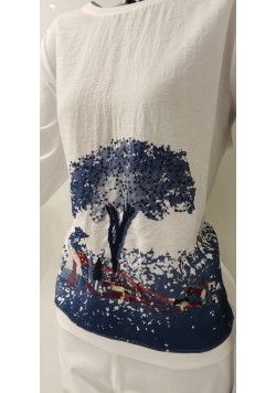 ΛΕΥΚΗ ΒΑΜΒΑΚΕΡΗ ΜΠΛΟΥΖΑ ΜΕ 3/4 ΜΑΝΙΚΙ