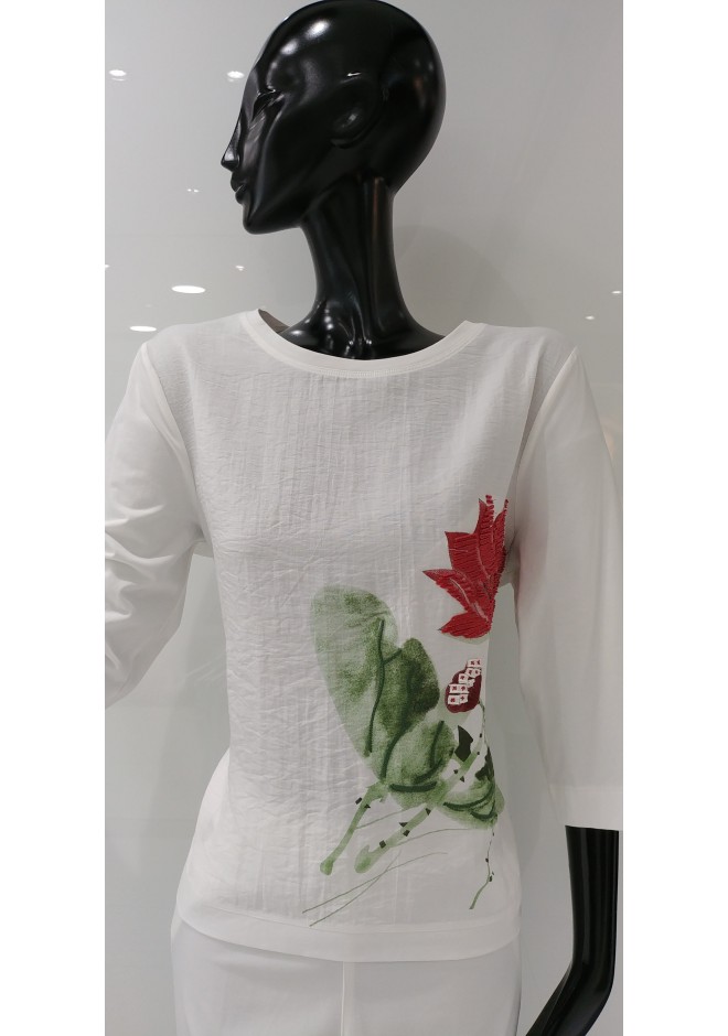 ΛΕΥΚΗ ΒΑΜΒΑΚΕΡΗ ΜΠΛΟΥΖΑ ΜΕ 3/4 ΜΑΝΙΚΙ