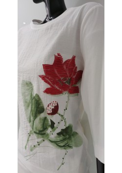 ΛΕΥΚΗ ΒΑΜΒΑΚΕΡΗ ΜΠΛΟΥΖΑ ΜΕ 3/4 ΜΑΝΙΚΙ