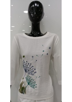 ΛΕΥΚΗ ΒΑΜΒΑΚΕΡΗ ΜΠΛΟΥΖΑ ΜΕ 3/4 ΜΑΝΙΚΙ