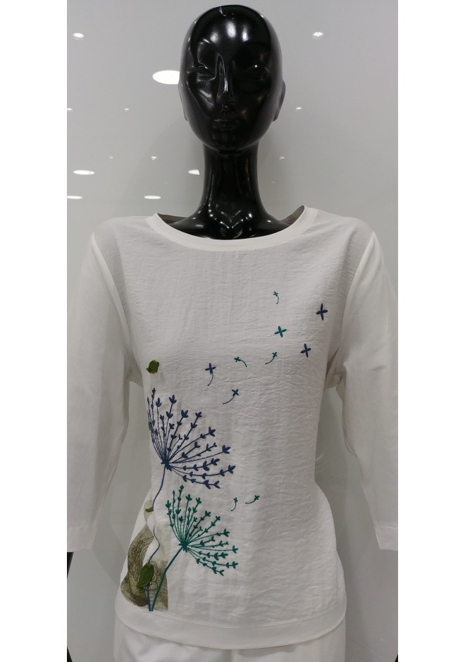 ΛΕΥΚΗ ΒΑΜΒΑΚΕΡΗ ΜΠΛΟΥΖΑ ΜΕ 3/4 ΜΑΝΙΚΙ