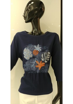 ΣΚΟΥΡΑ ΜΠΛΕ ΒΑΜΒΑΚΕΡΗ ΜΠΛΟΥΖΑ ΜΕ 3/4 ΜΑΝΙΚΙ