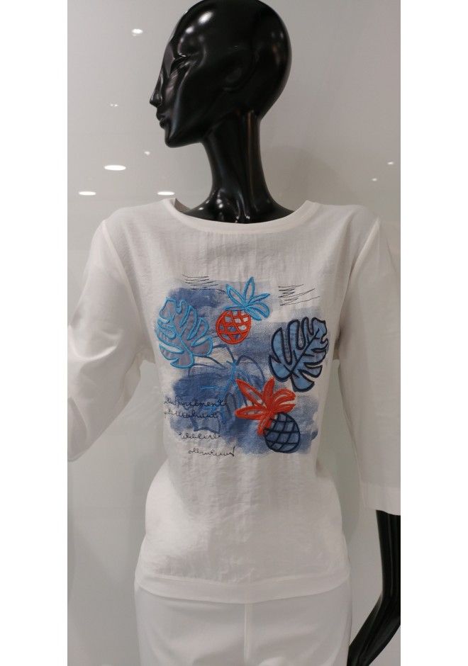 ΛΕΥΚΗ ΒΑΜΒΑΚΕΡΗ ΜΠΛΟΥΖΑ ΜΕ 3/4 ΜΑΝΙΚΙ