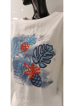 ΛΕΥΚΗ ΒΑΜΒΑΚΕΡΗ ΜΠΛΟΥΖΑ ΜΕ 3/4 ΜΑΝΙΚΙ