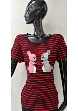 ΚΟΚΚΙΝΟ-ΜΑΥΡΟ T-SHIRT ΜΕ ΡΙΓΕΣ