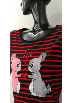 ΚΟΚΚΙΝΟ-ΜΑΥΡΟ T-SHIRT ΜΕ ΡΙΓΕΣ