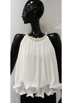 ΛΕΥΚΗ ΑΜΑΝΙΚΗ ΜΠΛΟΥΖΑ ΜΕ ΠΕΡΛΕΣ