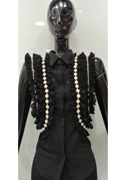 ΜΑΥΡΗ ΑΜΑΝΙΚΗ ΜΠΛΟΥΖΑ ΜΕ ΠΕΡΛΕΣ