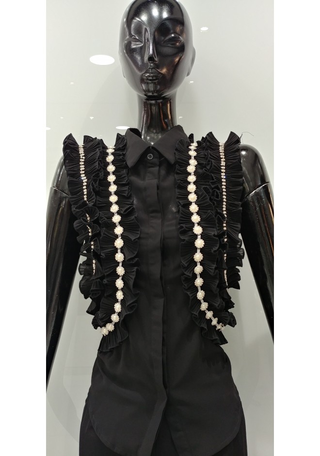 ΜΑΥΡΗ ΑΜΑΝΙΚΗ ΜΠΛΟΥΖΑ ΜΕ ΠΕΡΛΕΣ