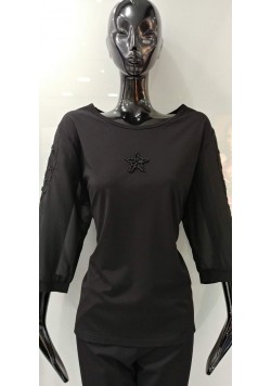 ΜΑΥΡΗ ΜΠΛΟΥΖΑ ΜΕ 3/4 MANIKI